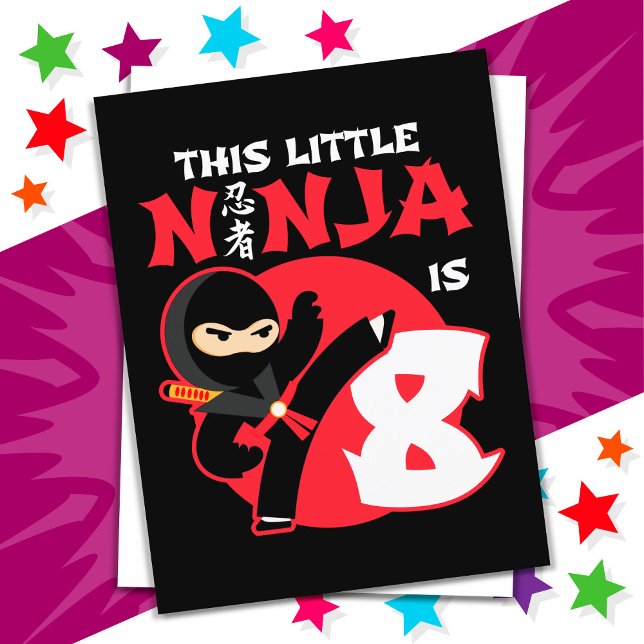 8-årsdag 8 år gamla barnkalas Lilla Ninja 8 Vykort (Skapare uppladdad)