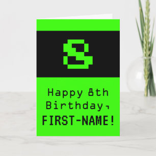 8-årsdag: Nördig / nördaktig stil "8" och namn Kort