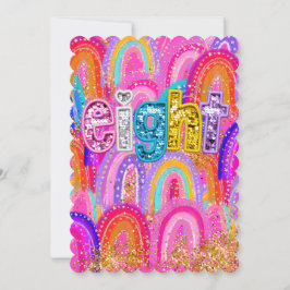 8-årsdag Rainbow Sequin Tack Kort