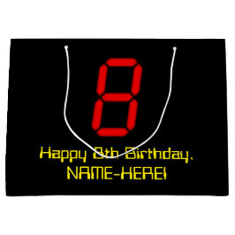 8-årsdag: Röd digital klocka stil "8" + Namn
