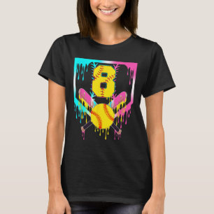 8-årsdag Softll Hemmaplatå Drip Glass 8 År Gammal T Shirt