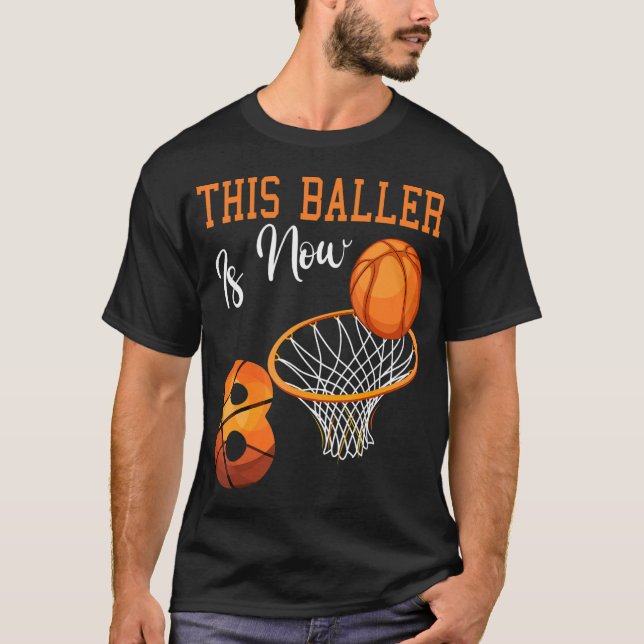 8-årsdagen för mindre basket t shirt (Framsida)