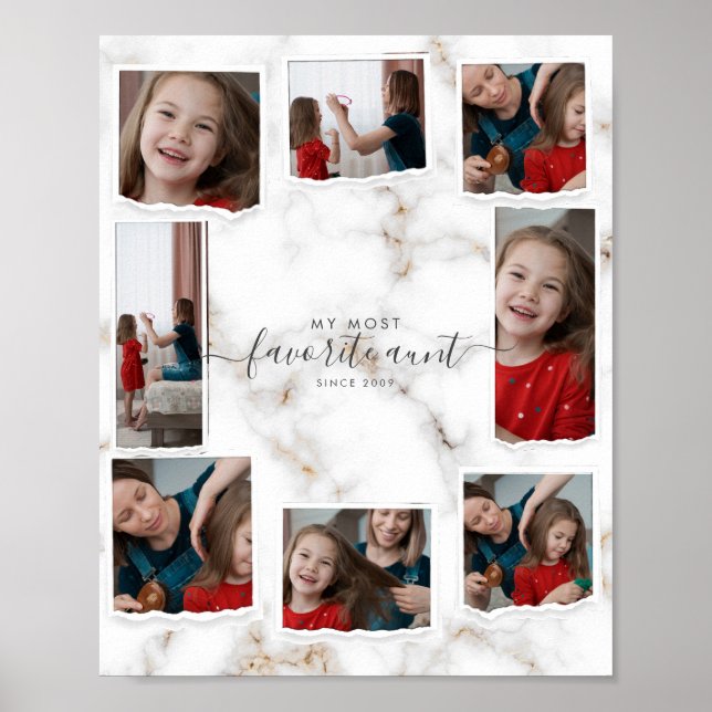 8 Åtta fotokollage Modern Elegant-familj Poster (Framsidan)