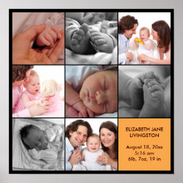 8 baby fotomodern collage gult svart gräns poster