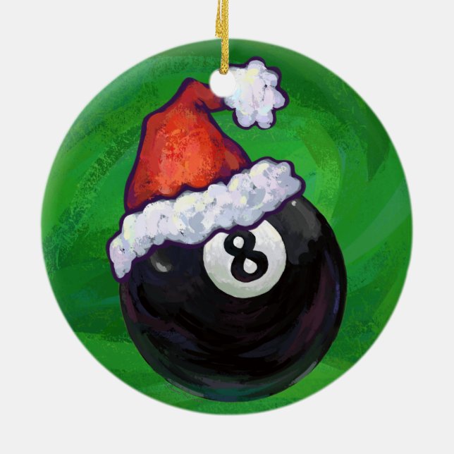 8 Ball Jul Grön Julgransprydnad Keramik (Baksidan)