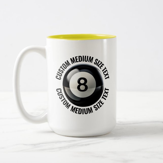 8 Ball & Medium Text GUL 0,44l Custom Två-Tonad Mugg (Vänster)