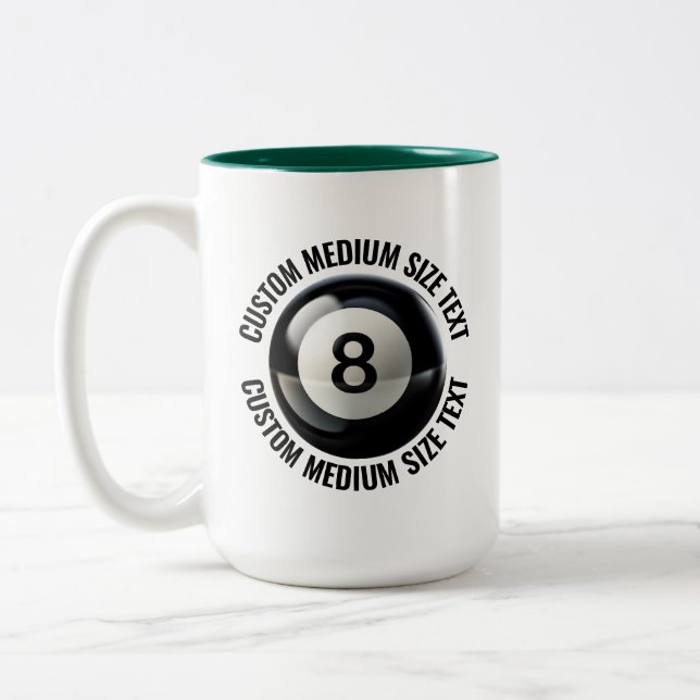 8 Ball & Medium Text JAKTGRÖN 450g Anpassad Två-Tonad Mugg (Vänster)