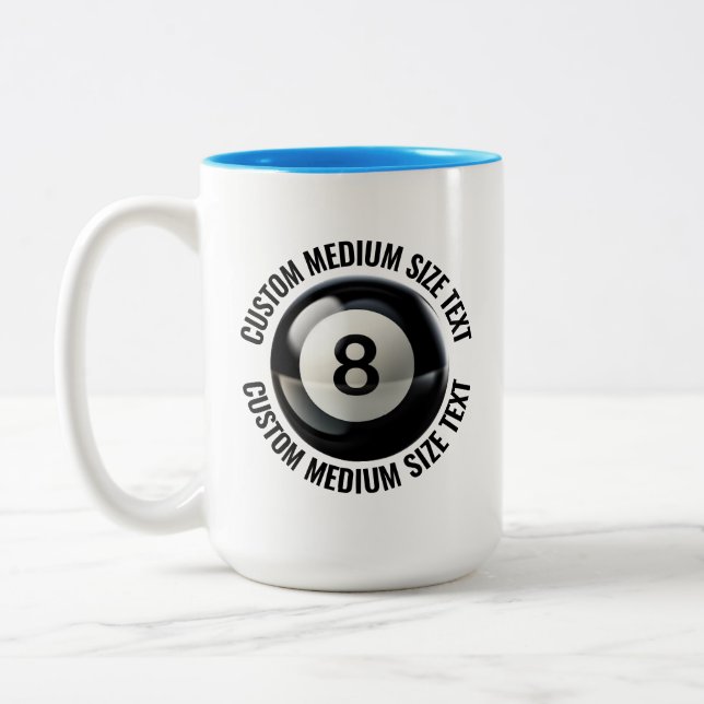 8 Ball & Medium Text LJUSBLÅ 0,44l Custom Två-Tonad Mugg (Vänster)