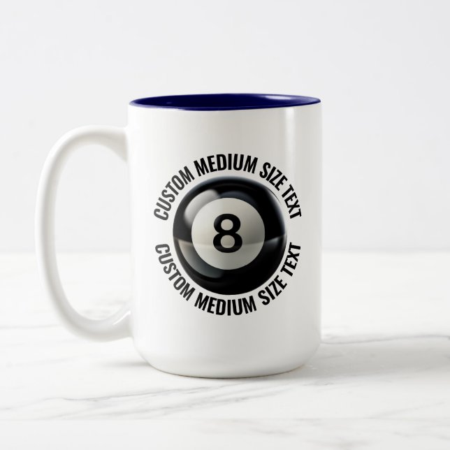 8 Ball & Medium Text NAVYBLÅ 425g Custom Två-Tonad Mugg (Vänster)