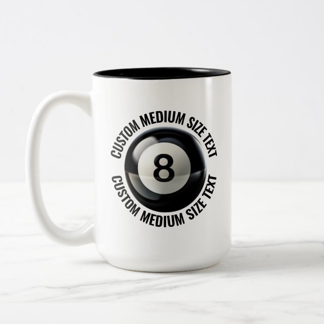 8 Ball & Medium Text SVART 0,44l Custom Två-Tonad Mugg (Vänster)