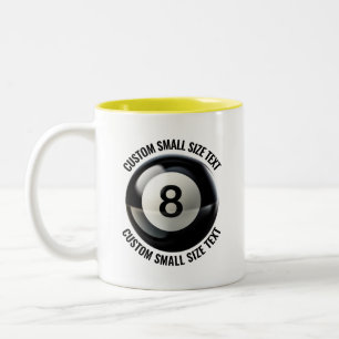 8 Ball & Små Text GUL 325ml Custom Två-Tonad Mugg