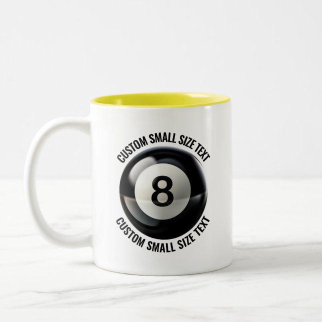 8 Ball & Små Text GUL 325ml Custom Två-Tonad Mugg (Vänster)