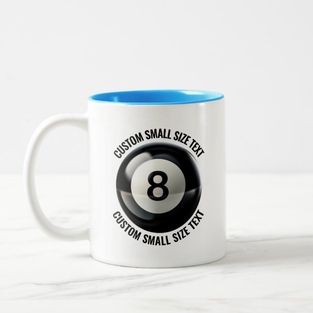 8 Ball & Small Text LJUSBLÅ 325ml Custom Två-Tonad Mugg (Vänster)