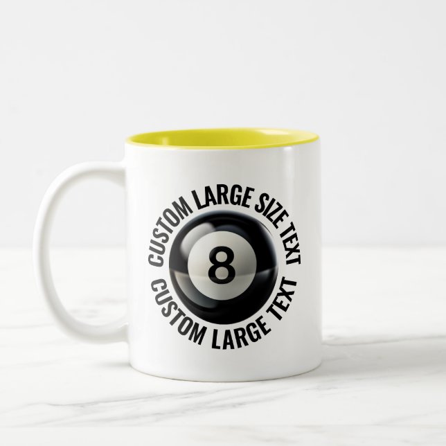 8 Ball & Stor text GUL 325ml Custom Två-Tonad Mugg (Vänster)