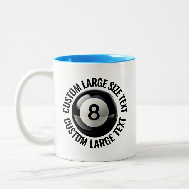 8 Ball & Stor text LJUSBLÅ 325ml Custom Två-Tonad Mugg (Vänster)