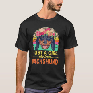 8 Bara en tjej som älskar Dachshund Vintage T Shirt