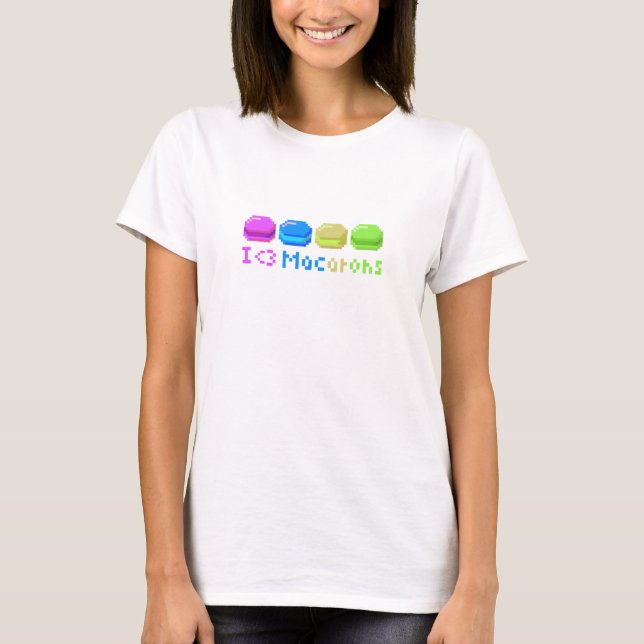 8 bet I-hjärtaMacarons PIXEL Tee (Framsida)