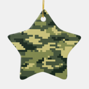 8 bet kamouflage/Camo för den PIXELDigital Julgransprydnad Keramik