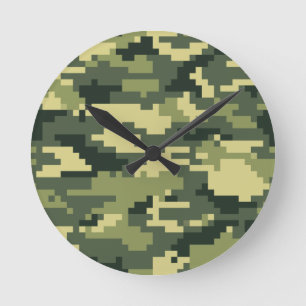 8 bet kamouflage/Camo för den PIXELDigital Rund Klocka