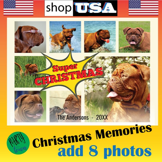 8 Bild-familjfoto ✨ Anpassningsbar jul Julkort (Skapare uppladdad)