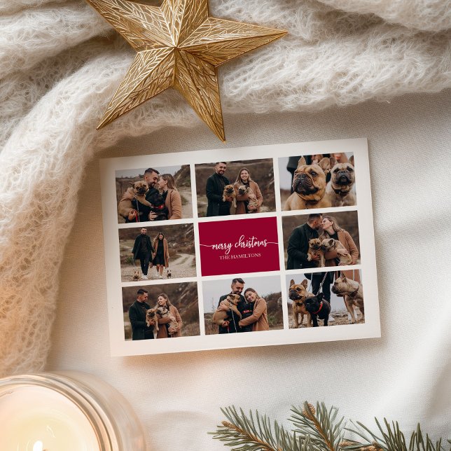 8 bilder Collage Stilig Skrift God Jul Vykort (Skapare uppladdad)