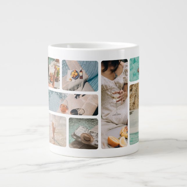 8 Bildrutnät Kopp | Personlig Bild Kopp Present Jumbo Mugg (Framsidan)