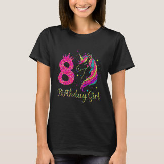 8 Birthday Girl Unicorn För barn T Shirt
