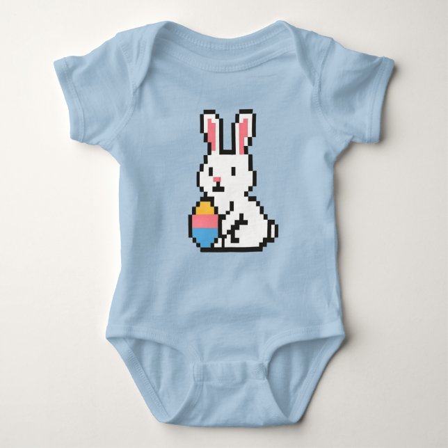 8 bit cute Easter bunny/rabbit Baby Bodysuit T Shirt (Framsida)
