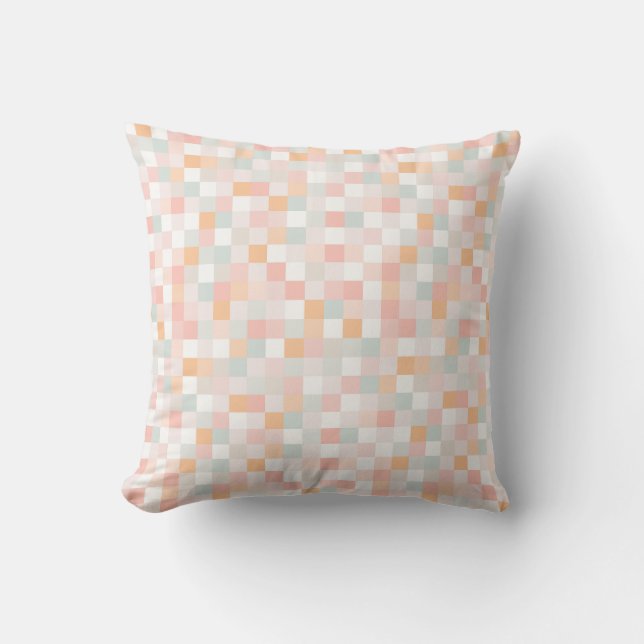 8-bit datorspel pixel regnbågsblock kudde (Framsida)