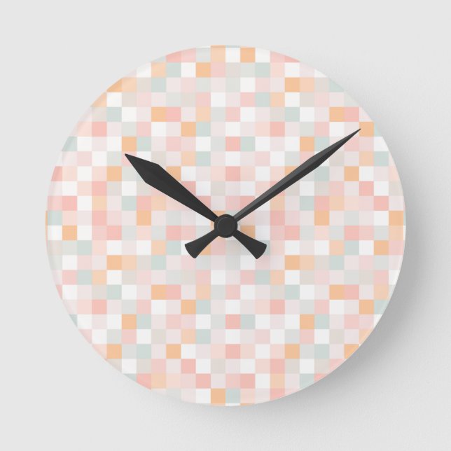 8-bit datorspel pixel regnbågsblock rund klocka (Framsida)