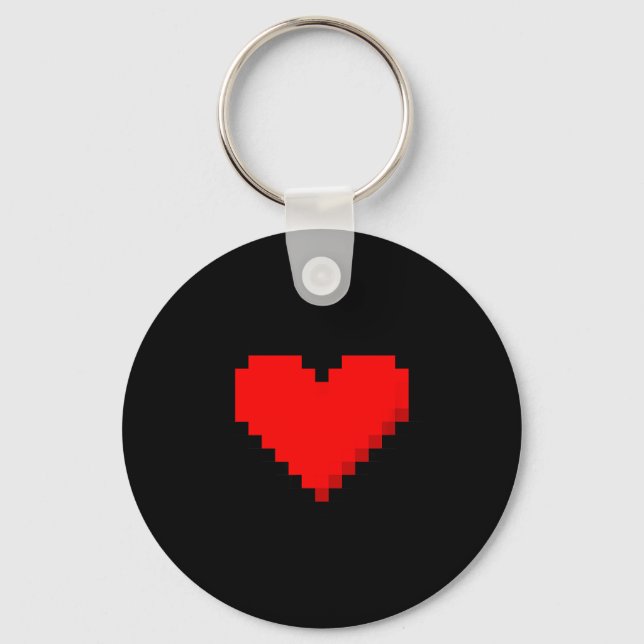 8 Bit Heart Retro Valentines Day Xel Artwork  Nyckelring (Framsida)