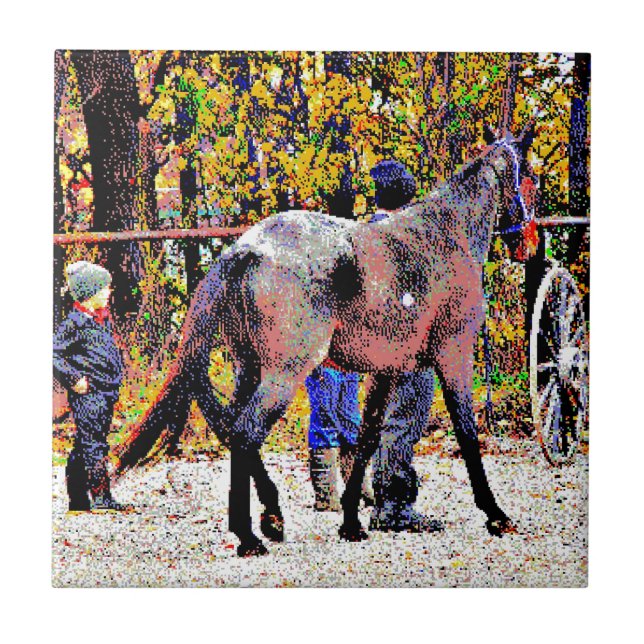 8-bit Nya Amish-häst Kakelplatta (Framsidan)