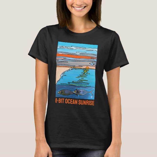 8-Bit Ocean Sunrise-målning av Alfred Fox T Shirt (Framsida)