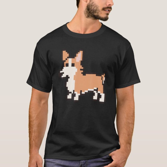 8 Bit Pixel Corgi T Shirt (Framsida)