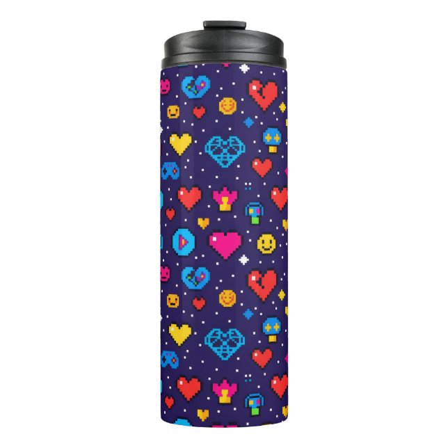 8-Bit Pixel Gaming Insulated Travel Tumbler (Framsida)
