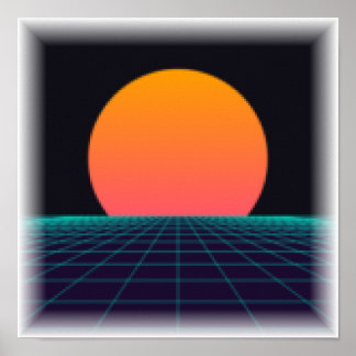 8-Bit Pixel Solnedgång - Retro Arkadtryck Poster