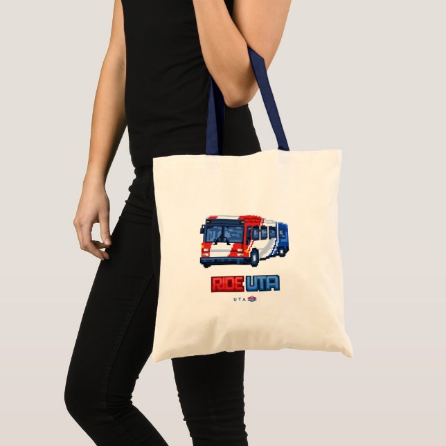 8-bit Ride UTA Bus Totebag Tygkasse (Framsida (produkt))