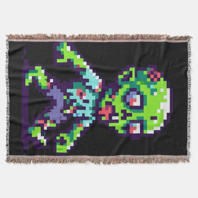 8-bit rolig zombie Halloween  Filt (Framsidan)