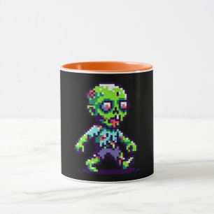 8-bit rolig zombie halloween mugg