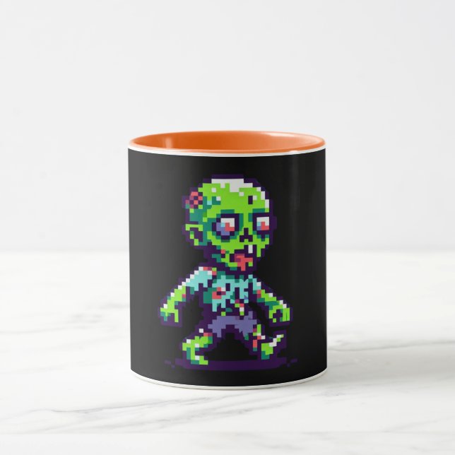 8-bit rolig zombie halloween  mugg (Center)