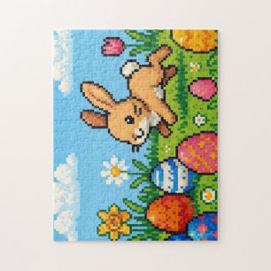 8-bit söt påskkanin/kanin pussel