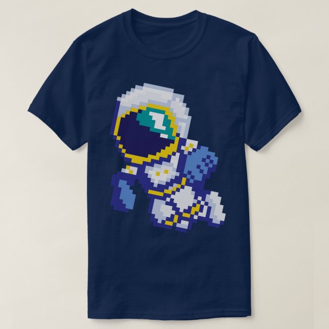 8 bitar Pixel Astronaut Space Galaxy Science Retro T Shirt (Design framsida)