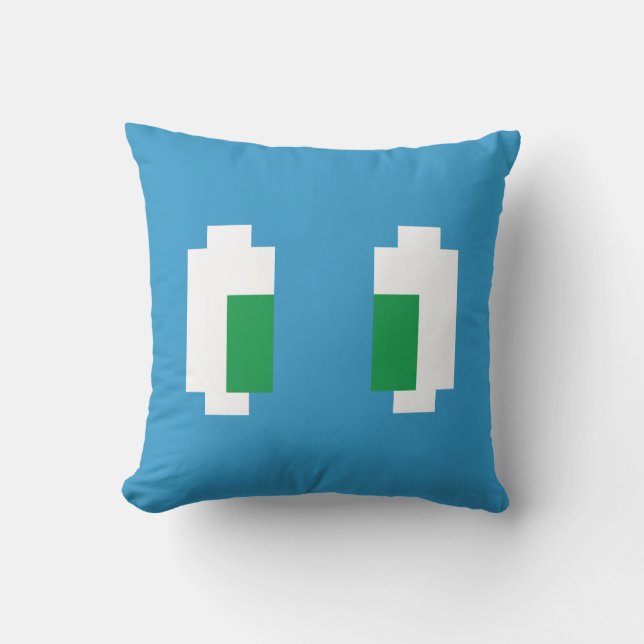 8 bitar Pixel Manga Grönt Öga Kudde (Framsida)