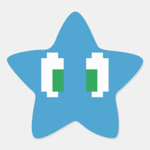 8 bitar Pixel Manga Grönt Öga Stjärnformat Klistermärke
