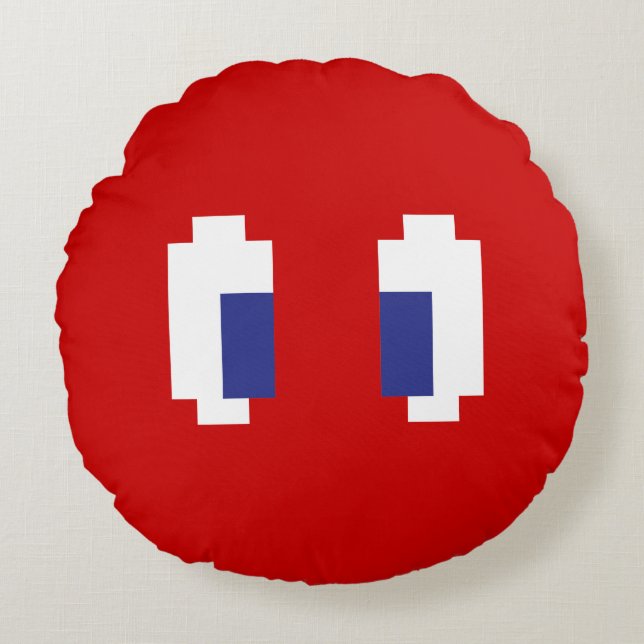 8 bitar Pixel Manga Öga Rund Kudde (Framsidan)