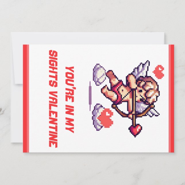 8-bitars Alla hjärtans dag-klassiker/gammal Cupid Julkort (Framsida)