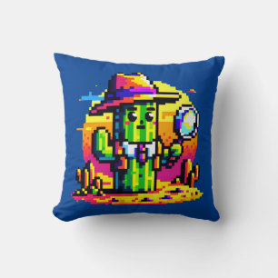 8-bitars Cactus Detektiv - Retro Pixel Myasty Kudde