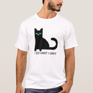 8-bitars Digital Art Crypto Pixel Black Cat I VAD  T Shirt