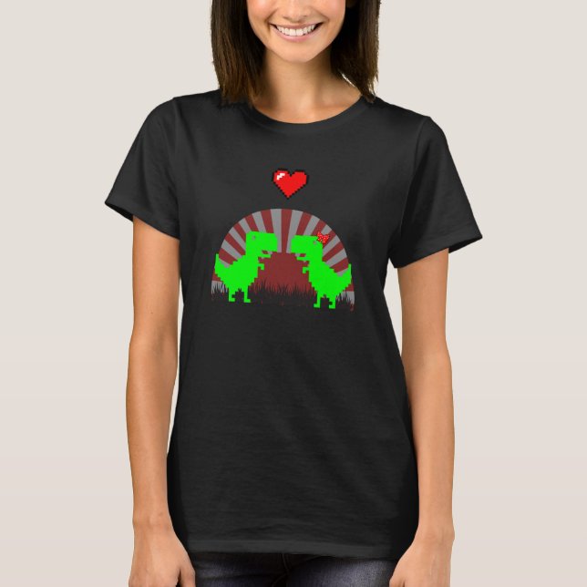 8-bitars Dinosaur Pixel-spel par 1 T Shirt (Framsida)