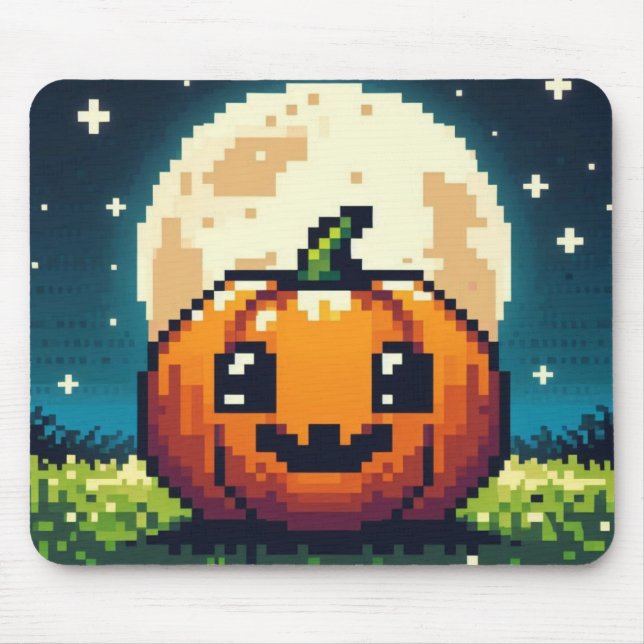 8-bitars Halloween-pumpa under måne Musmatta (Framsidan)